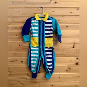 Vintage 90’s Gymboree Size XS/9-12 Months Retro Stripe Collared Jumpsuit